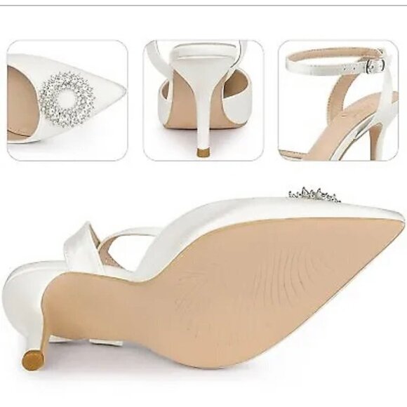 Perphy Rhinestones Ankle Strap Stiletto heel Pump size 7 - Picture 2 of 7